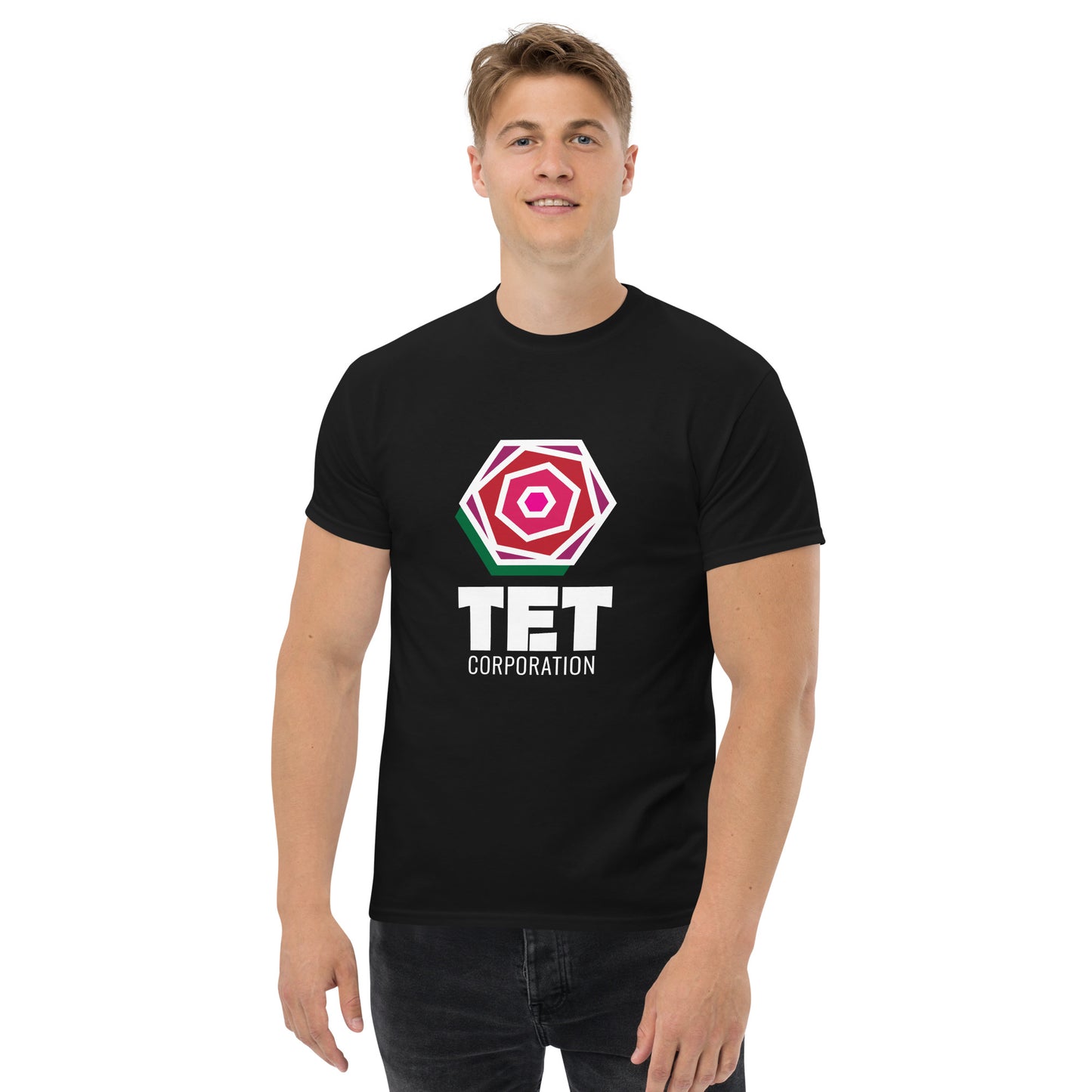 Tet Corporation T-Shirt, White Logo, Classic Fit