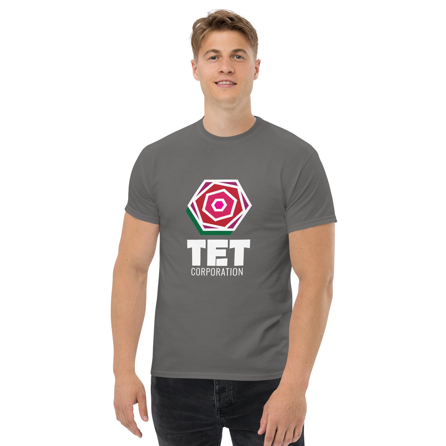 Tet Corporation T-Shirt, White Logo, Classic Fit