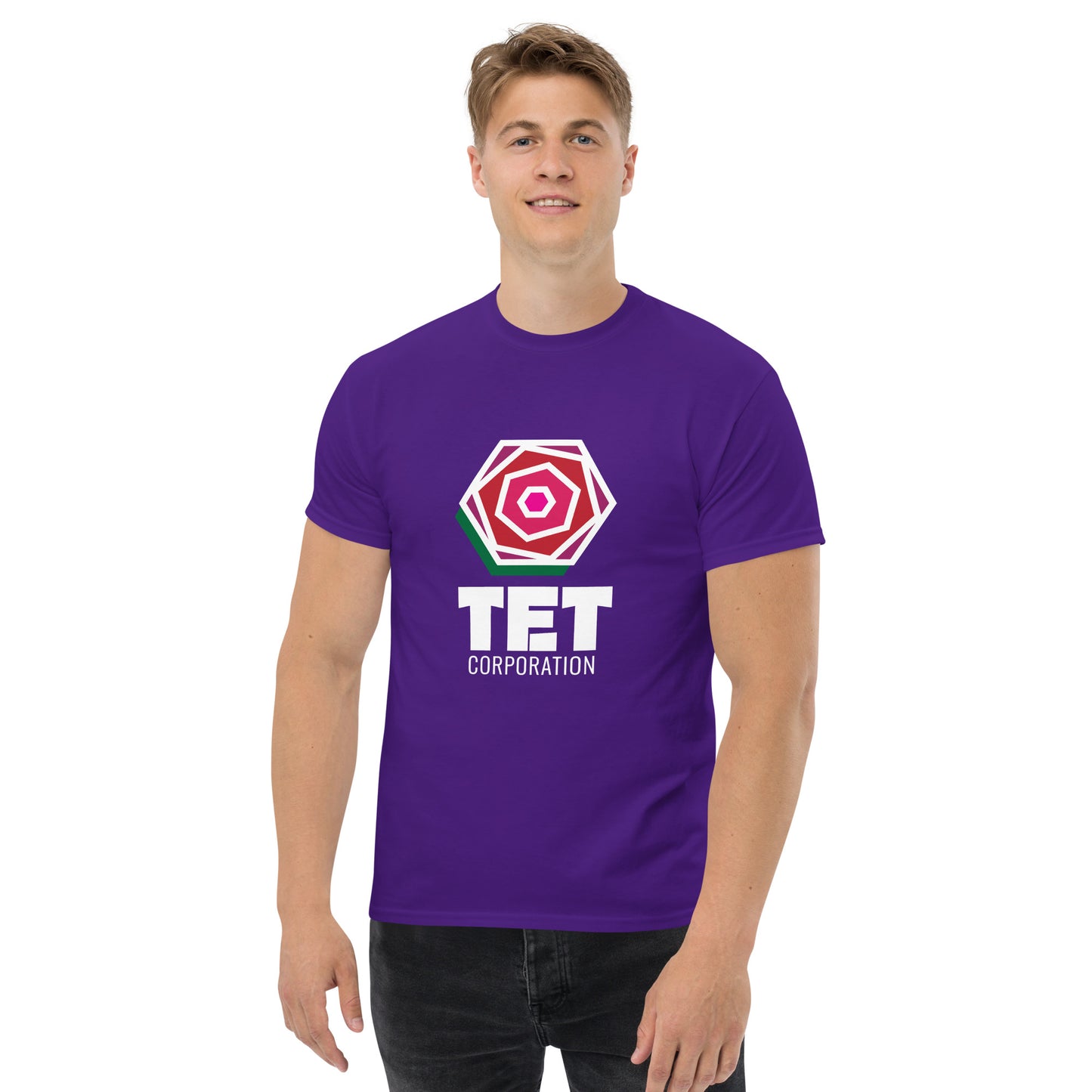 Tet Corporation T-Shirt, White Logo, Classic Fit